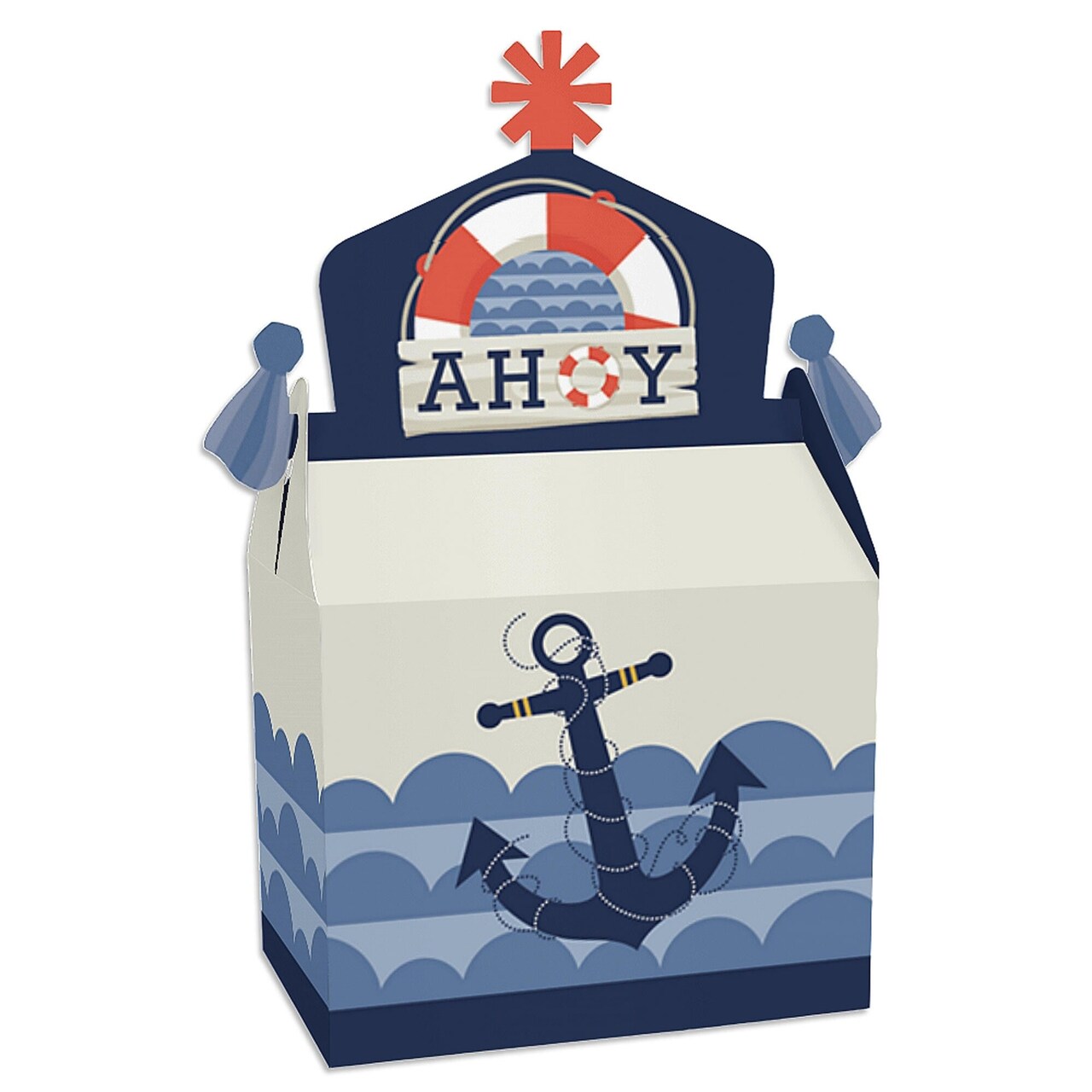 Big Dot of Happiness Ahoy - Nautical - Treat Box Party Favors - Baby Shower or Birthday Party Goodie Gable Boxes - Set of 12
